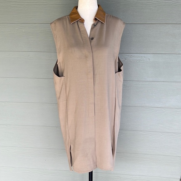 3.1 Phillip Lim Dresses & Skirts - 3.1 Phillip Lim Hi-Lo Wool Blend Sleeveless Dress with Leather Collar